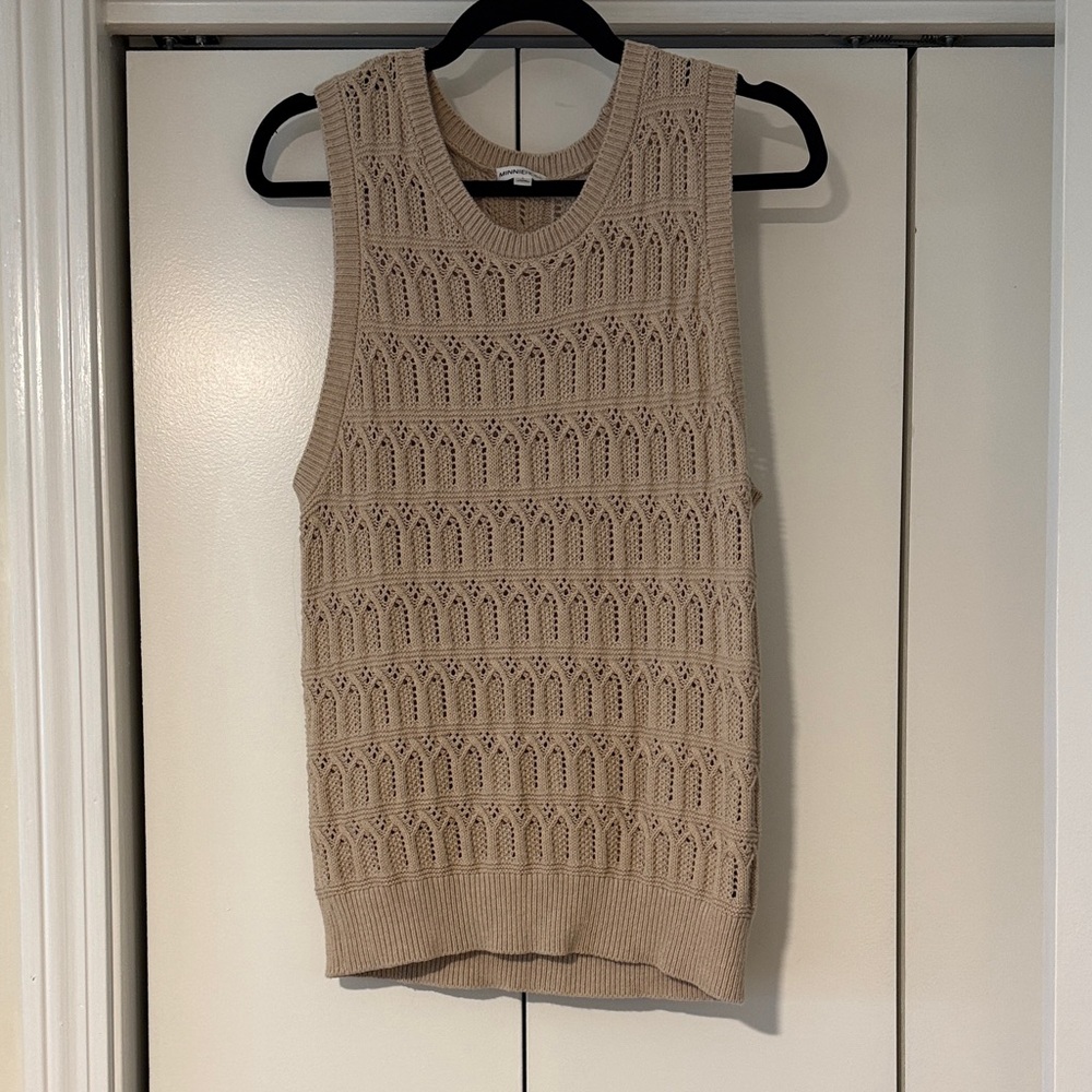 Minnie Rose Taupe Knit Sweater Vest